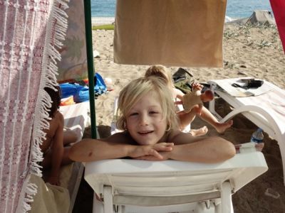 T�rkei Kind Liegestuhl Strand Cirali