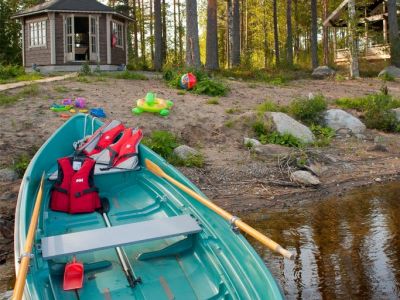 Boot am See Lajunlahti f�r Familienurlaub